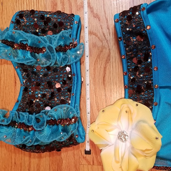 Glamour Costumes Glamour Dance Costume Blue And Bronze Poshmark